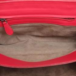 Pre Owned Bottega Veneta Red Intrecciato Karung Leather Clutch