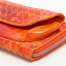 مملوكة مسبقًا محفظة بوتيغا فينيتا سحاب جلد براءات إنتريشياتو برتقالي