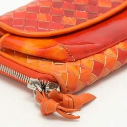 مملوكة مسبقًا محفظة بوتيغا فينيتا سحاب جلد براءات إنتريشياتو برتقالي