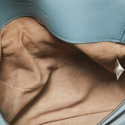 Pre Owned Bottega Veneta Stone Blue Intrecciato Leather Luna Shoulder Bag