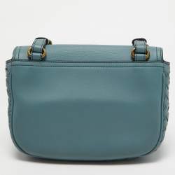 Pre Owned Bottega Veneta Stone Blue Intrecciato Leather Luna Shoulder Bag