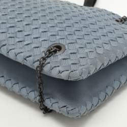 Bottega Veneta Light Blue Intrecciato Fabric Duo Shoulder Bag