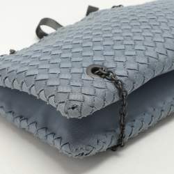 Bottega Veneta Light Blue Intrecciato Fabric Duo Shoulder Bag