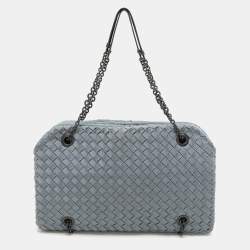 Bottega Veneta Light Blue Intrecciato Fabric Duo Shoulder Bag