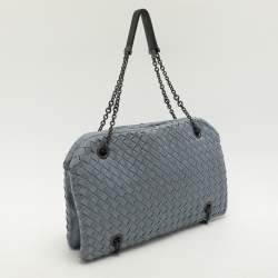 Bottega Veneta Light Blue Intrecciato Fabric Duo Shoulder Bag