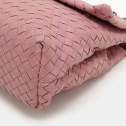 Bottega Veneta Pink Intrecciato Leather Medium Olimpia Flap Shoulder Bag