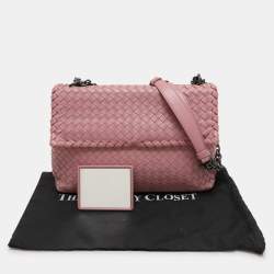 Bottega Veneta Pink Intrecciato Leather Medium Olimpia Flap Shoulder Bag