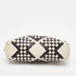 Bottega Veneta Off White/Black Intrecciato Leather Lauren 1980 Clutch