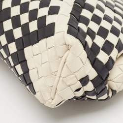 Bottega Veneta Off White/Black Intrecciato Leather Lauren 1980 Clutch