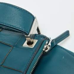 Bottega Veneta Teal Green Leather Double Pouch Clutch