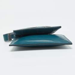 Bottega Veneta Teal Green Leather Double Pouch Clutch