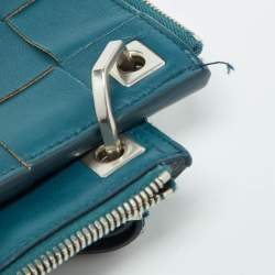 Bottega Veneta Teal Green Leather Double Pouch Clutch