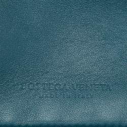 Bottega Veneta Teal Green Leather Double Pouch Clutch