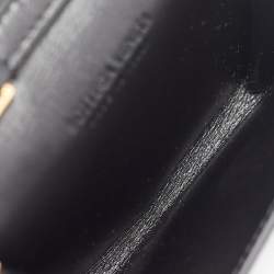 Pre Owned Bottega Veneta Black Intrecciato Leather Trio Card Case On Chain 