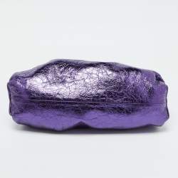 Bottega Veneta Metallic Purple Crinkled Leather Classic Pouch Clutch