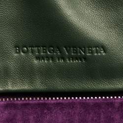 Bottega Veneta Green Intrecciato Leather Flap Messenger Bag