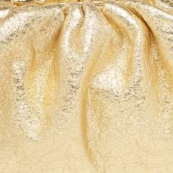 Pre Owned Bottega Veneta Gold Leather Teen The Pouch