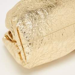 Pre Owned Bottega Veneta Gold Leather Teen The Pouch