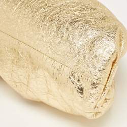 Pre Owned Bottega Veneta Gold Leather Teen The Pouch