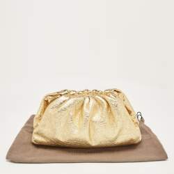 Pre Owned Bottega Veneta Gold Leather Teen The Pouch