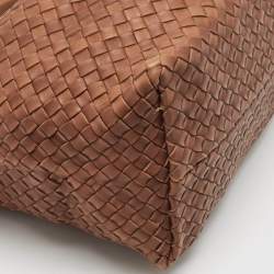 Pre Owned Bottega Veneta Brown Intrecciato Leather Cabat Shopper Tote