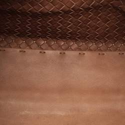 Pre Owned Bottega Veneta Brown Intrecciato Leather Cabat Shopper Tote
