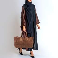 Pre Owned Bottega Veneta Brown Intrecciato Leather Cabat Shopper Tote