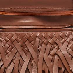 Bottega Veneta Brown/Orange Leather Intrecciato Fringe Palio Tote
