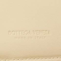 Bottega Veneta Beige Leather Intrecciato Cassette Zip Trifold Wallet