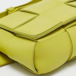 Bottega Veneta Neon Green Leather Intrecciato Cassette Belt Bag