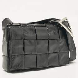 Bottega Veneta Black Intreccio Leather Cassette Crossbody Bag