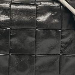 Bottega Veneta Black Intreccio Leather Cassette Crossbody Bag