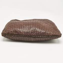 Pre Owned Bottega Veneta Dark Brown Intrecciato Leather Maxi Veneta Hobo