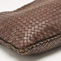 Pre Owned Bottega Veneta Dark Brown Intrecciato Leather Maxi Veneta Hobo