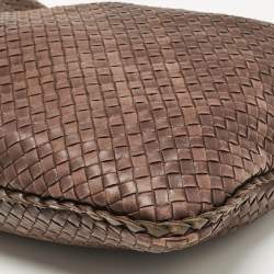 Pre Owned Bottega Veneta Dark Brown Intrecciato Leather Maxi Veneta Hobo