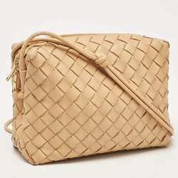 Bottega Veneta Beige Intrecciato Leather Small Loop Camera Bag