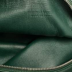 Pre Owned Bottega Veneta Dark Green Leather Crystals Embellished Double Knot Bag