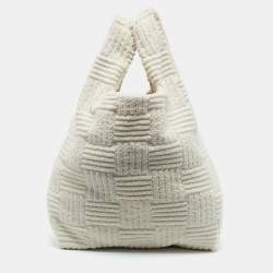 Pre Owned Bottega Veneta Off White Terrycloth Tote