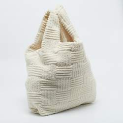 Pre Owned Bottega Veneta Off White Terrycloth Tote