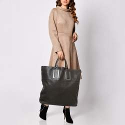 Pre Owned Bottega Veneta Choco Brown Leather Oversized Tote