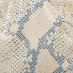 Pre Owned Bottega  Veneta Beige/Blue Python Embossed Leather Teen The Pouch Clutch