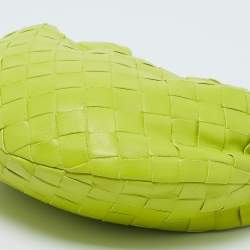 Pre Owned Bottega Veneta Lime Green Intrecciato Leather Mini Jodie Hobo