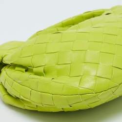 Pre Owned Bottega Veneta Lime Green Intrecciato Leather Mini Jodie Hobo