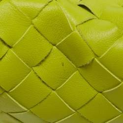 Pre Owned Bottega Veneta Lime Green Intrecciato Leather Mini Jodie Hobo