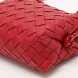 Bottega Veneta Red Intrecciato Leather Loop Shoulder Bag