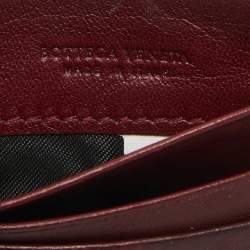 Bottega Veneta Burgundy Intrecciato Leather Zip Card Holder 