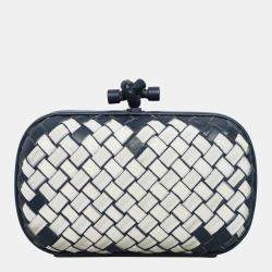 Pre Owned Bottega Veneta Fabric & Leather Intrecciato Knot Clutch Bag