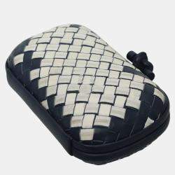 Pre Owned Bottega Veneta Fabric & Leather Intrecciato Knot Clutch Bag