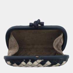 Pre Owned Bottega Veneta Fabric & Leather Intrecciato Knot Clutch Bag
