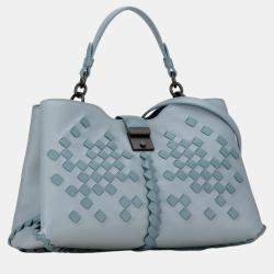 Bottega Veneta Blue Intrecciato Napoli Satchel